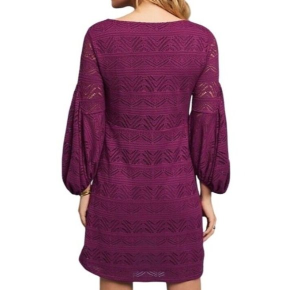 Maeve Leila Lace Purple Dress Balloon Sleeves XS - Picture 2 of 10